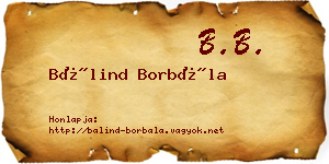 Bálind Borbála névjegykártya